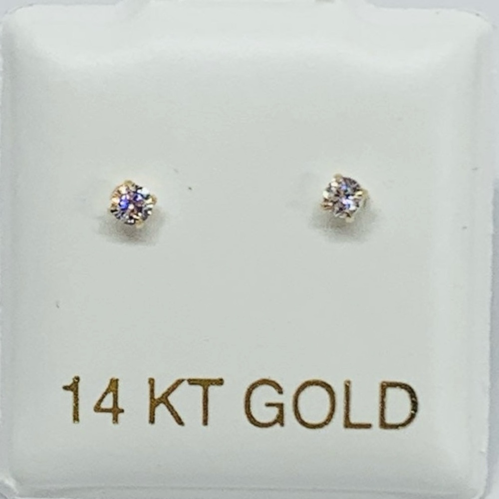 Real 14k Gold Earrings 2mm Tiny baby girl Screwback Women - aretes en oro